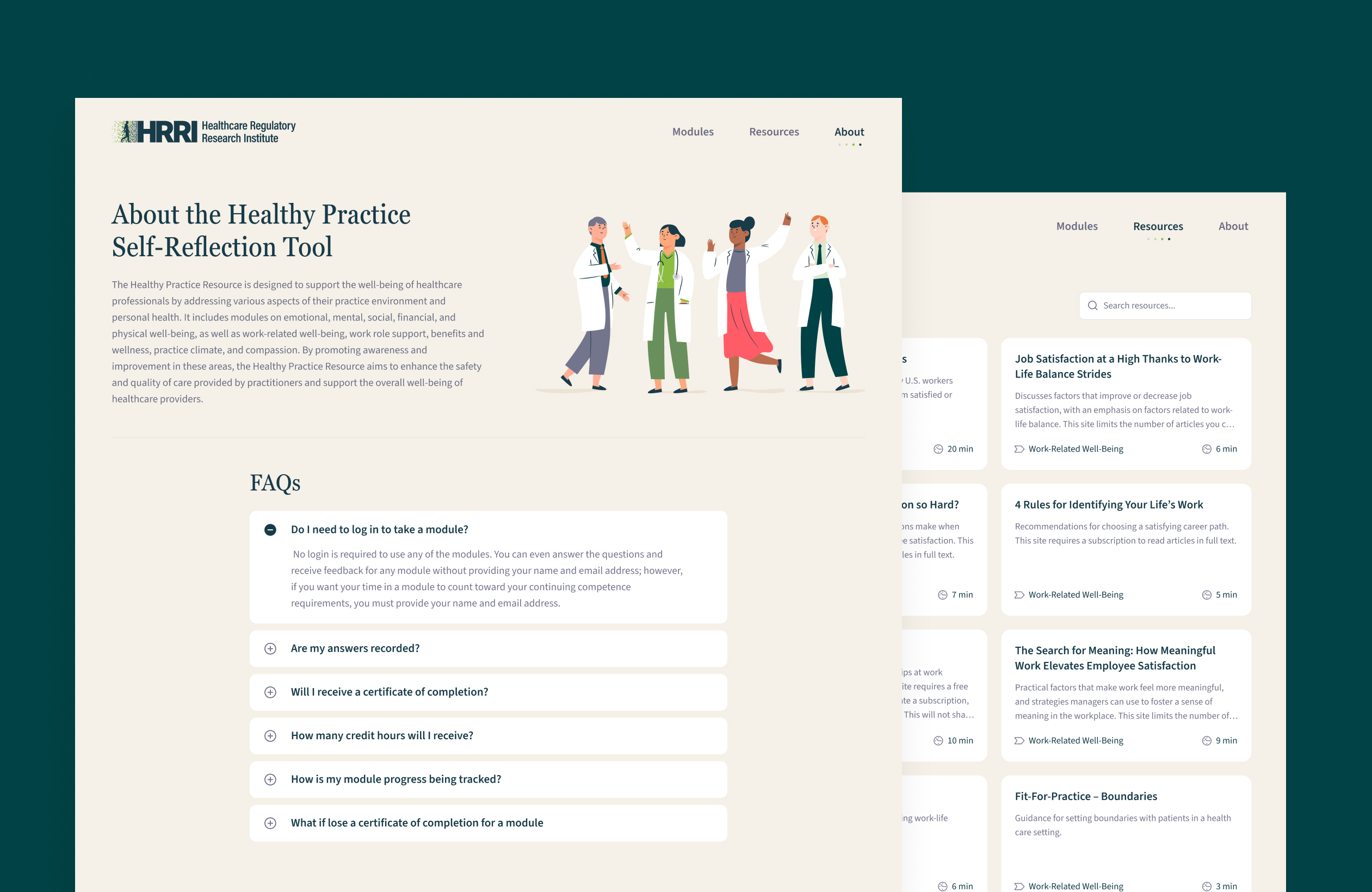 HRRI About page and Resources page